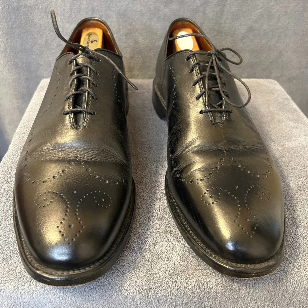 Allen Edmonds Fairfax Medallion Toe Mens 11 D Oxford Black Lace Up Dress Shoes